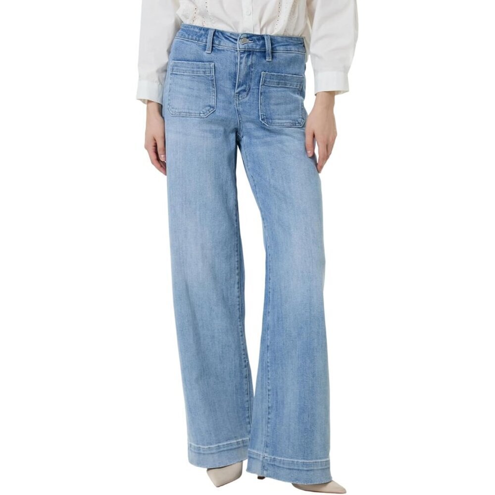 Women Jeans Wide Leg High Rise Stretchy Loose Baggy Casual Trousers